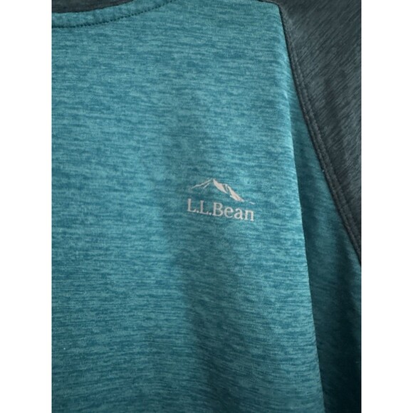 LL Bean Hoodie Misses Small Green & Teal Pullover Thumb Holes Waffle Hiking - Picture 2 of 4